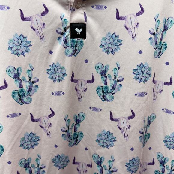 Bad Birdie The Ranch Desert Pattern Core Performance Polo Size S - Picture 4 of 12